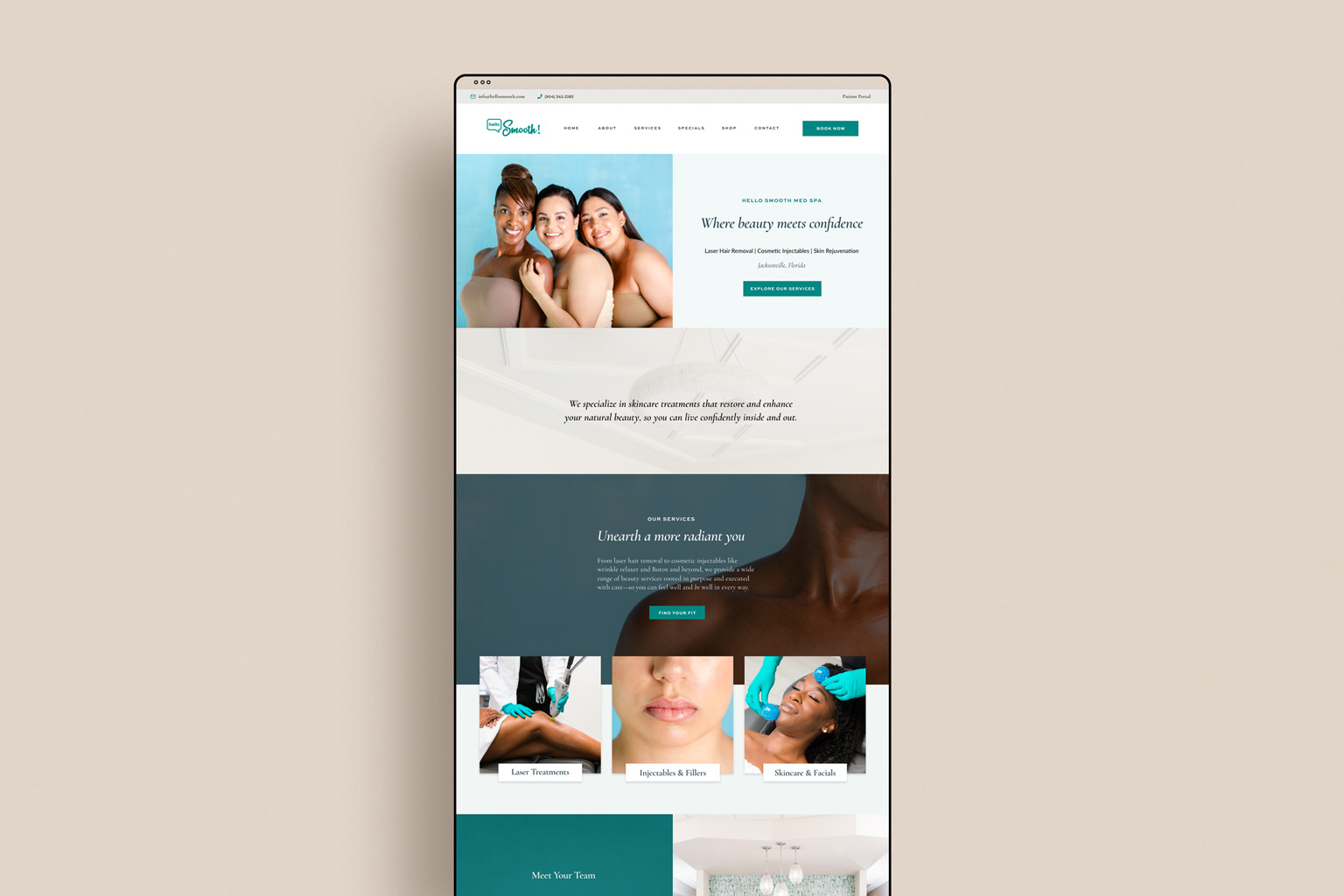 mockup for future hello smooth med spa website